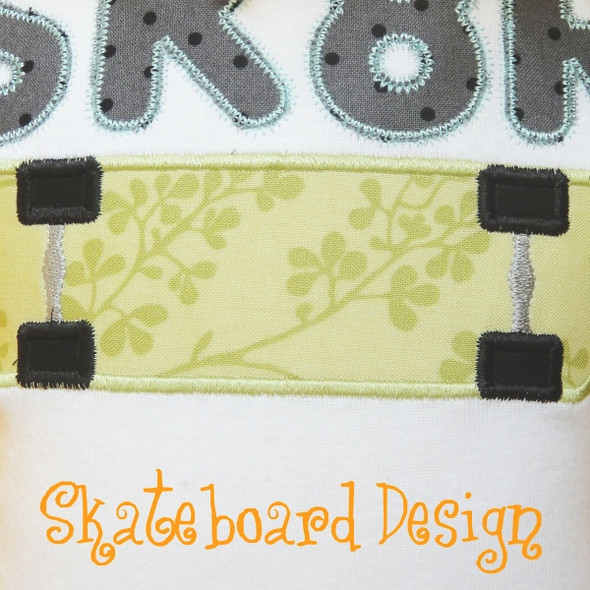 Skateboard 2 Applique Machine Embroidery Design