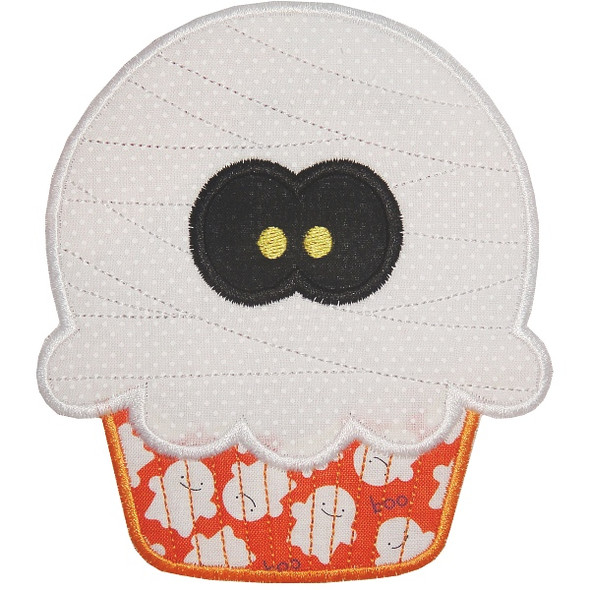 Free Mummy Cupcake Applique Machine Embroidery Design