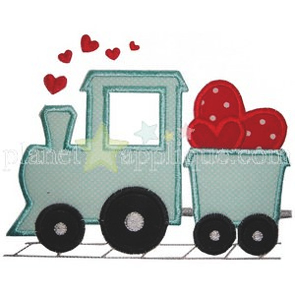 Valentine Train Applique Machine Embroidery Design