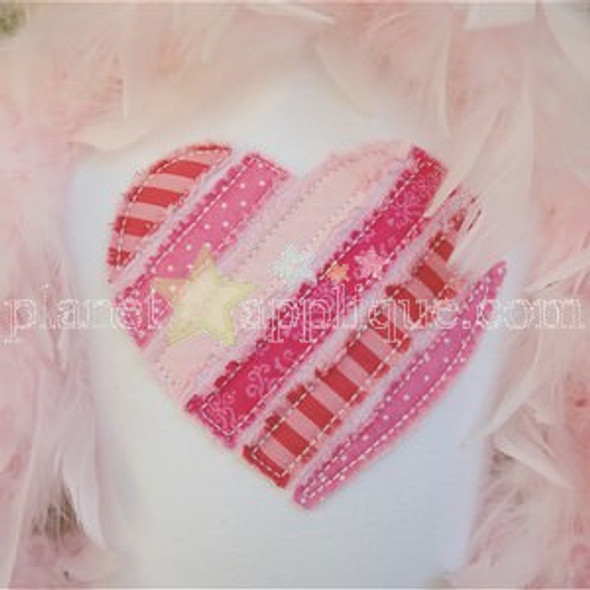 Shabby Valentine Applique Machine Embroidery Design