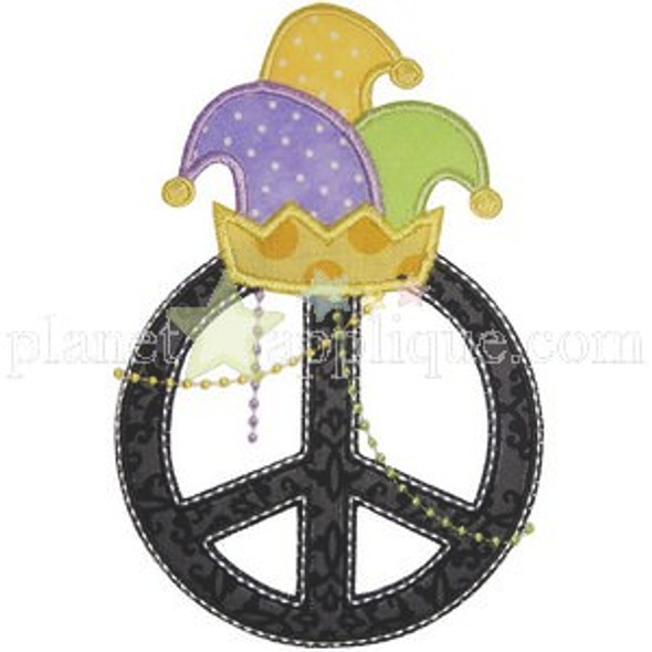 Free Mardi Gras Peace Machine Embroidery Design