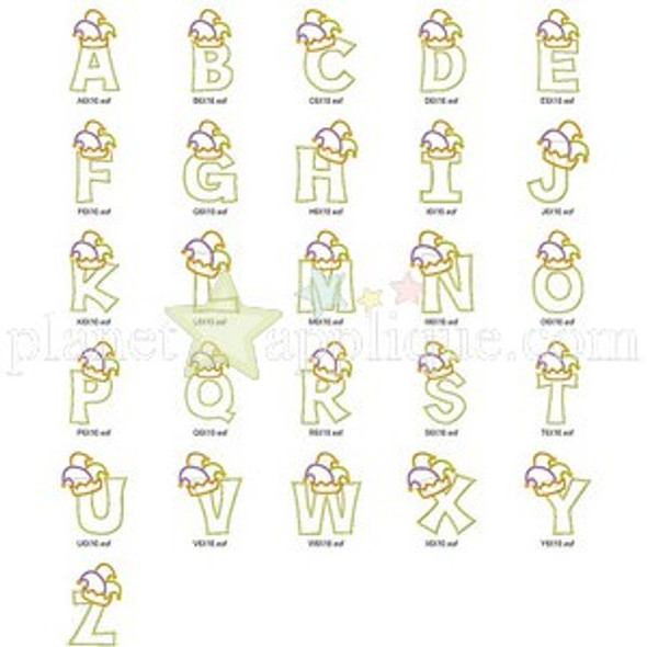 Jester Hat Alphabet Embroidery Font Design