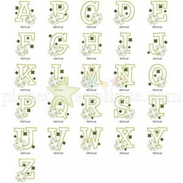 Shabby Shamrock Alphabet  Embroidery Design Font