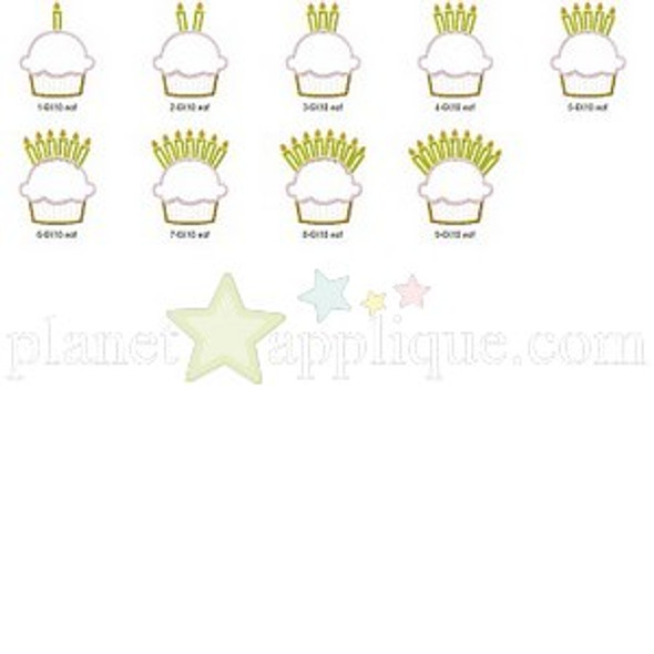 Cupcake Candle Set Embroidery Font Design