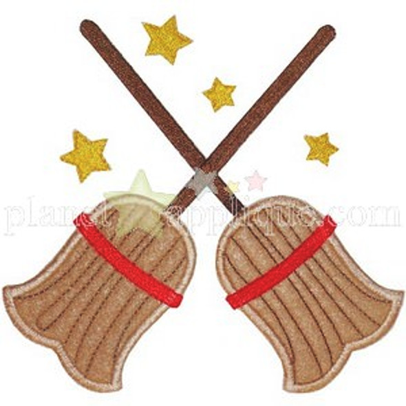 Crossed Broomsticks Machine Embroidery Design