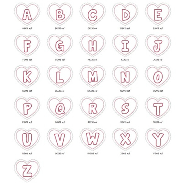 Valentine 2 Alphabet Embroidery Font Design