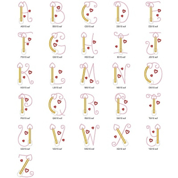 Cupid Alphabet Embroidery Font Design