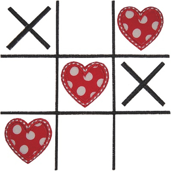 Tic Tac Hearts Machine Embroidery Design