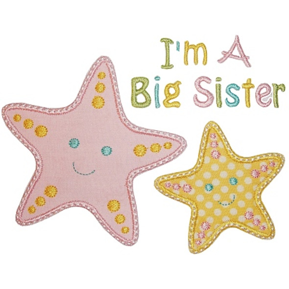 Sibling Starfish Applique Machine Embroidery Design