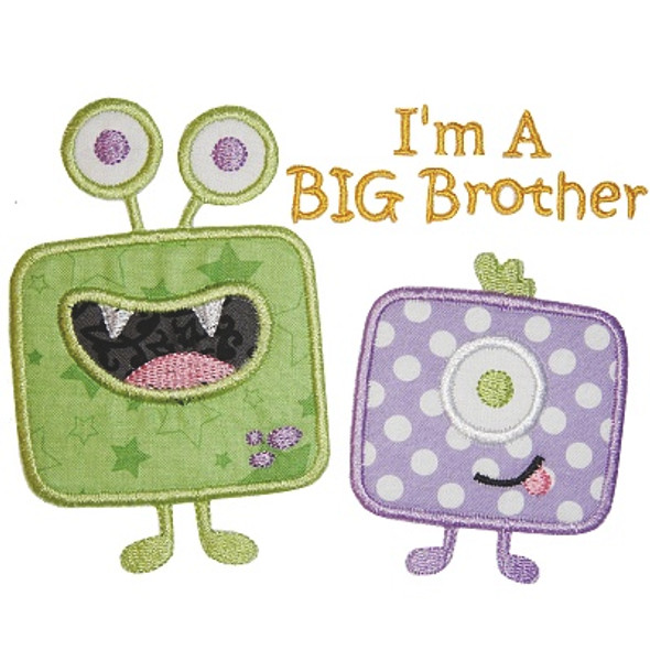 Sibling Brother Monster Machine Embroidery Design