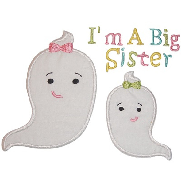 Sibling Sister Ghost Machine Embroidery Design