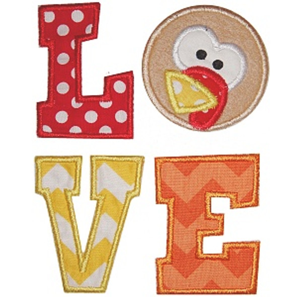 Turkey Love Applique Machine Embroidery Design