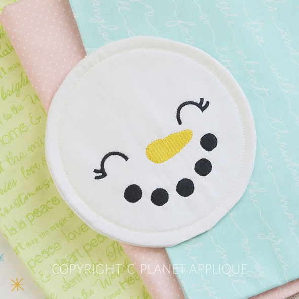In the Hoop Snowman Coaster Embroidery Design