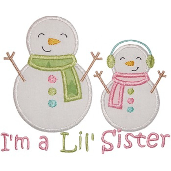 Sibling Snowman Applique Machine Embroidery Design