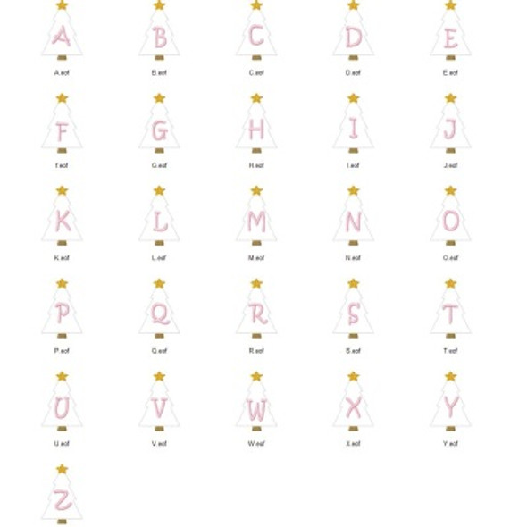 Christmas Tree Feltie Alphabet  Embroidery Design Font