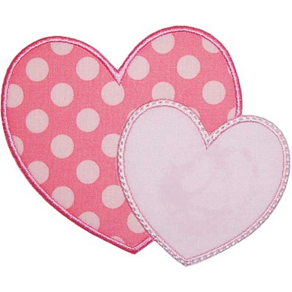 2 Hearts Applique Machine Embroidery Design