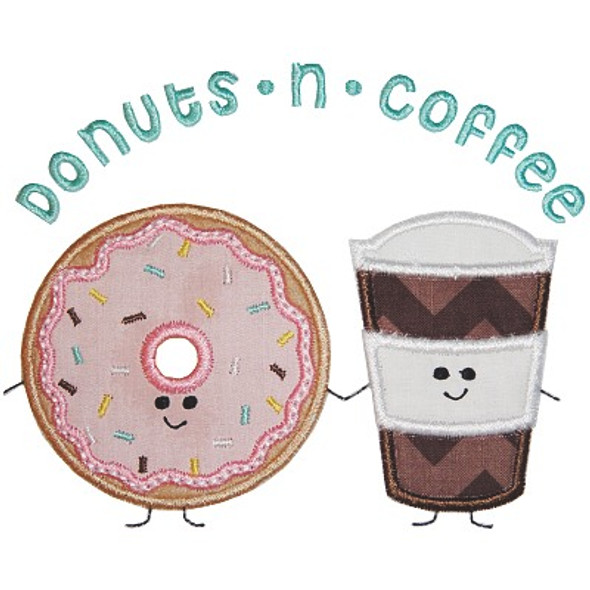 Donuts N Coffee Machine Embroidery Design