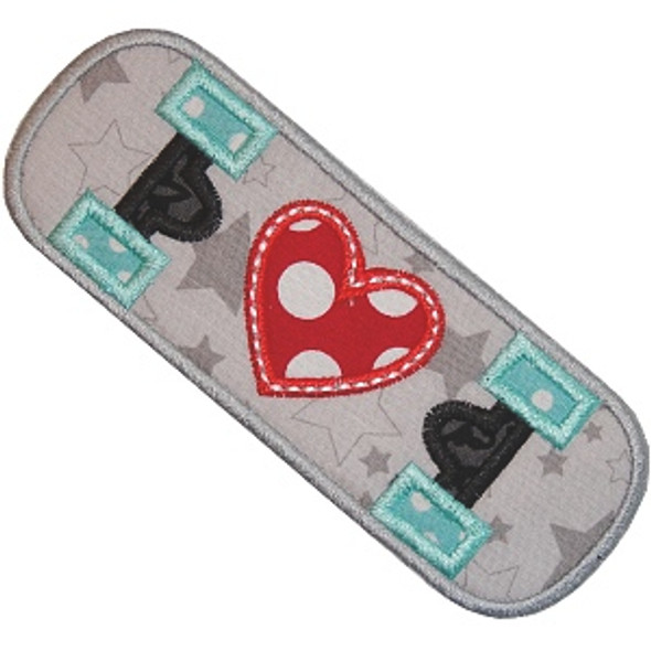 Skateboard Love Applique Machine Embroidery Design
