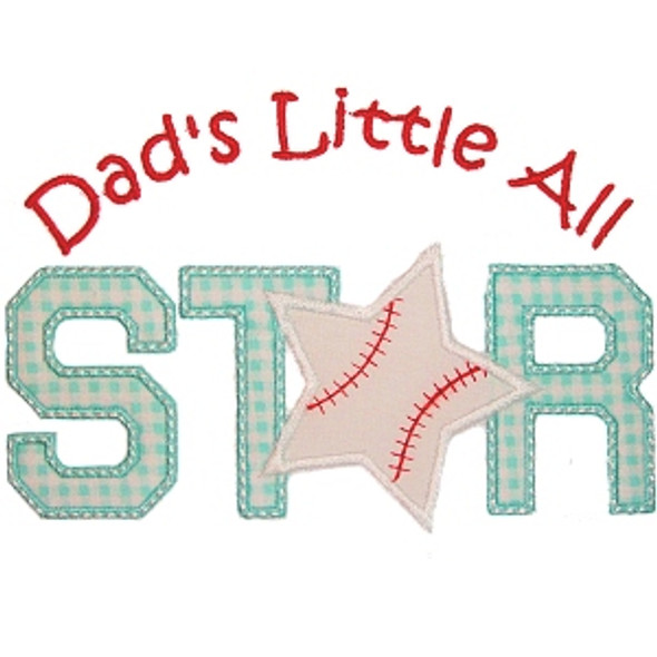 Baseball All Star Applique Machine Embroidery Design