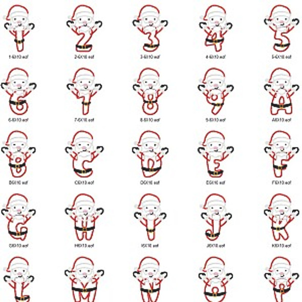 Santa Claus Alphabet  Embroidery Design Font