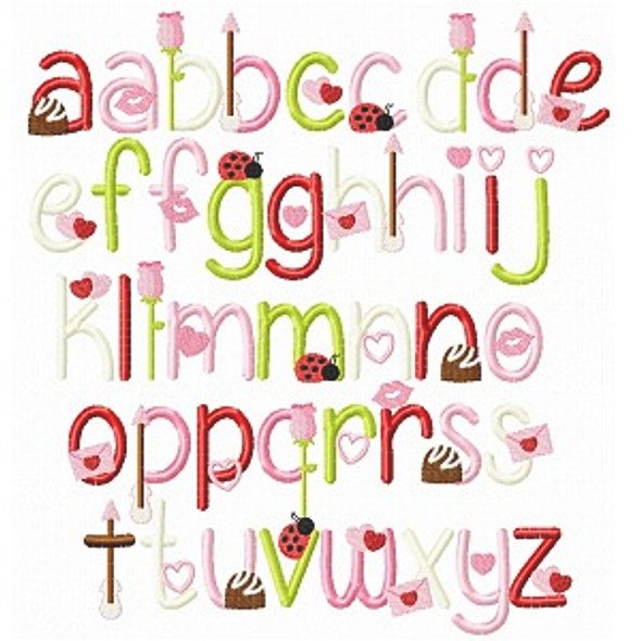 Valentine Embroidery Font Design Alphabet