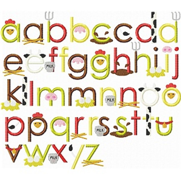 Farm Fresh Font Machine Embroidery Design for Instant download