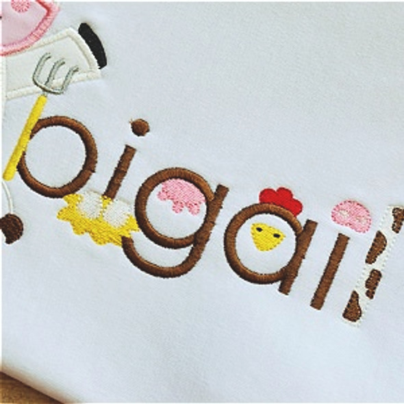 Farm Fresh Font Machine Embroidery Design for Instant download