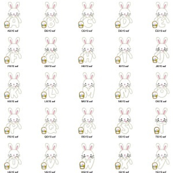 Easter Bunny Alphabet Embroidery Font Design