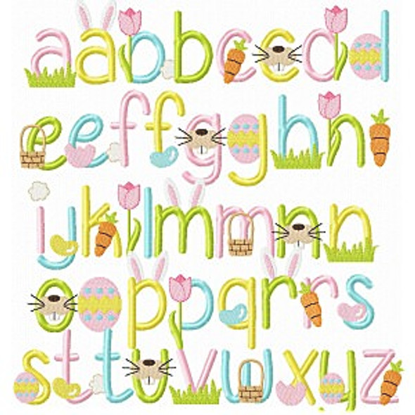 Easter Font Embroidery Design Alphabet