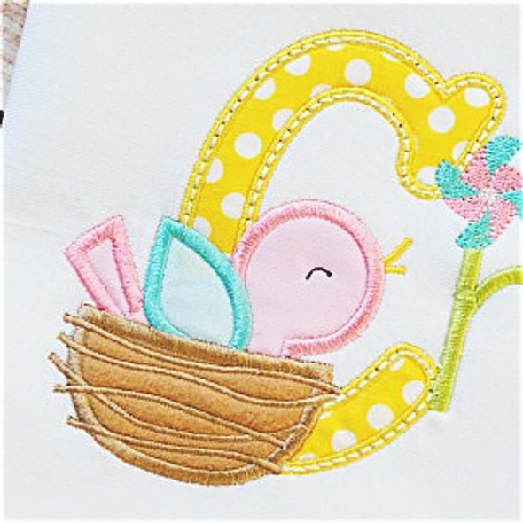Bird Nest Alpha Machine Embroidery Design