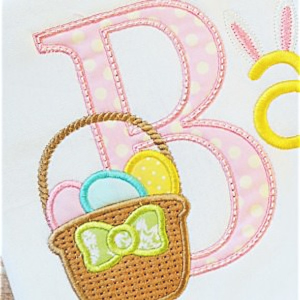 Easter Basket Alpha Machine Embroidery Design