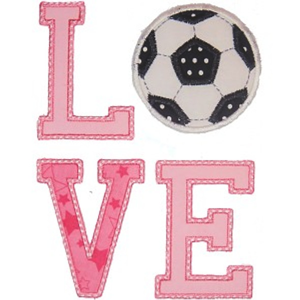 Love Soccer Applique Machine Embroidery Design