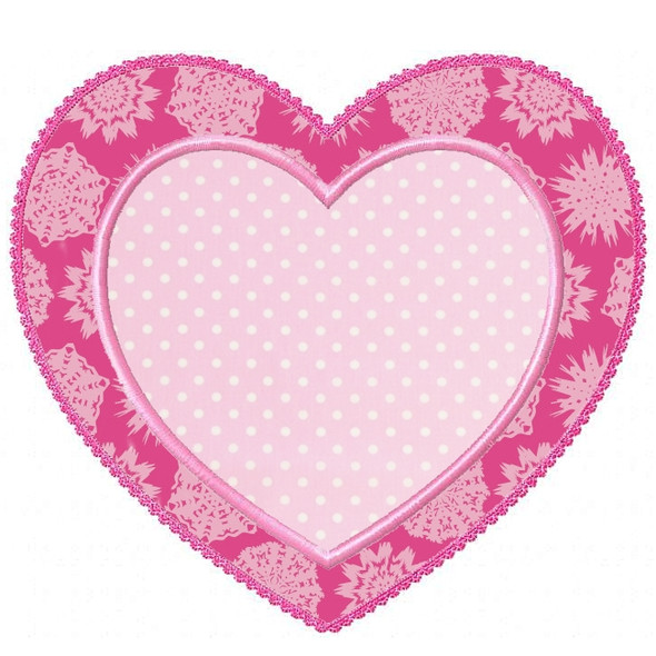 Heart Patch Applique Machine Embroidery Design