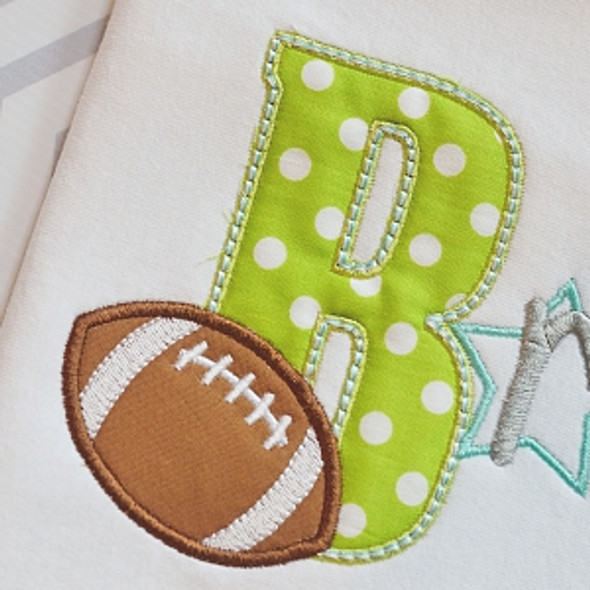 Football 3 Alpha Machine Embroidery Design