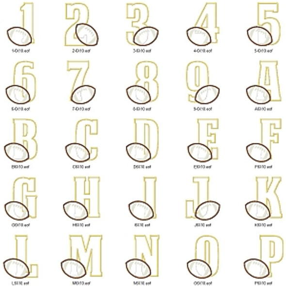 Football 3 Alphabet  Embroidery Design Font
