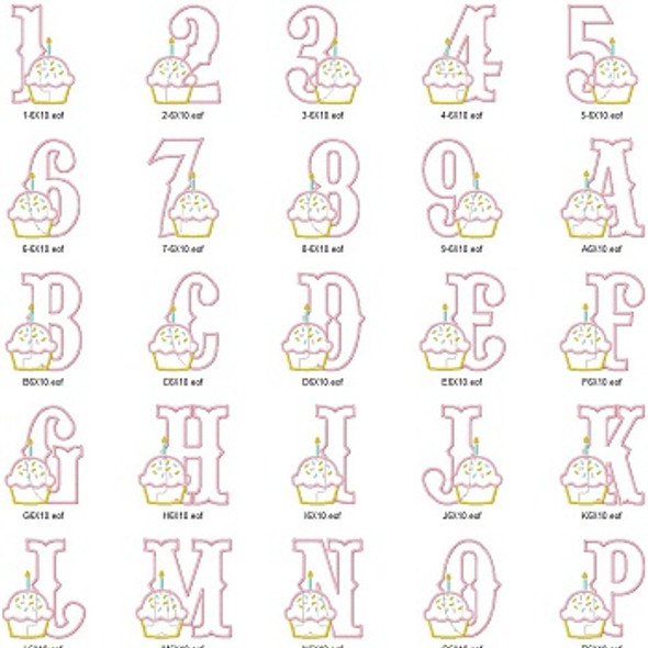 Cupcake 2 Alphabet  Embroidery Design Font