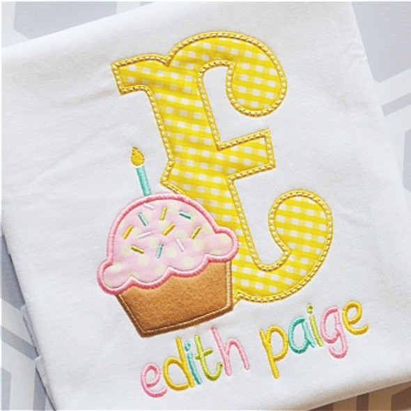 Cupcake 2 Alpha Machine Embroidery Design