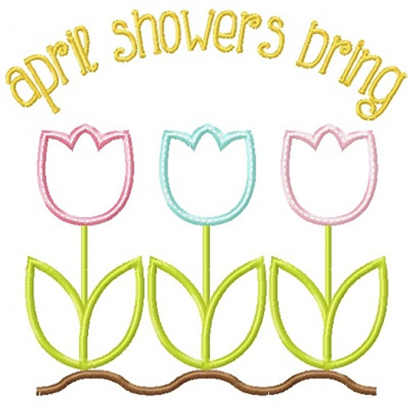 Spring Flowers 2 Applique Machine Embroidery Design