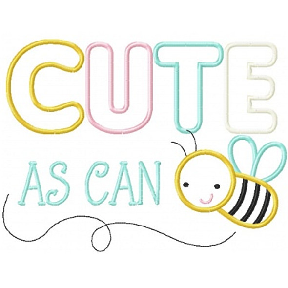 Cute As Can Bee Machine Embroidery Design