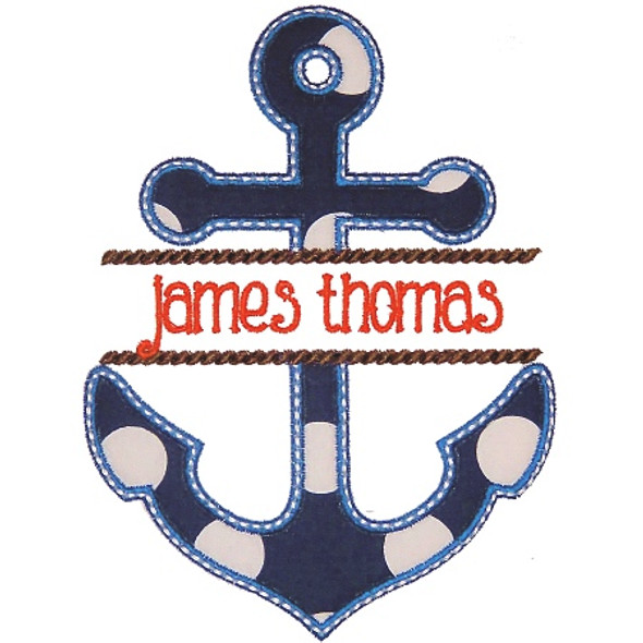 Anchor Name Plate Machine Embroidery Design