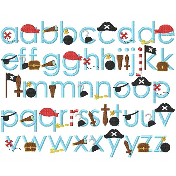 Pirate  Embroidery Font Design Alphabet