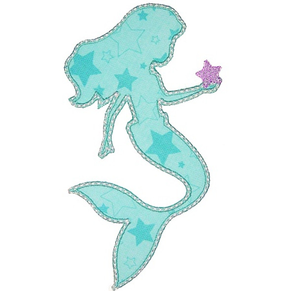 Mermaid Silhouette Applique Machine Embroidery Design