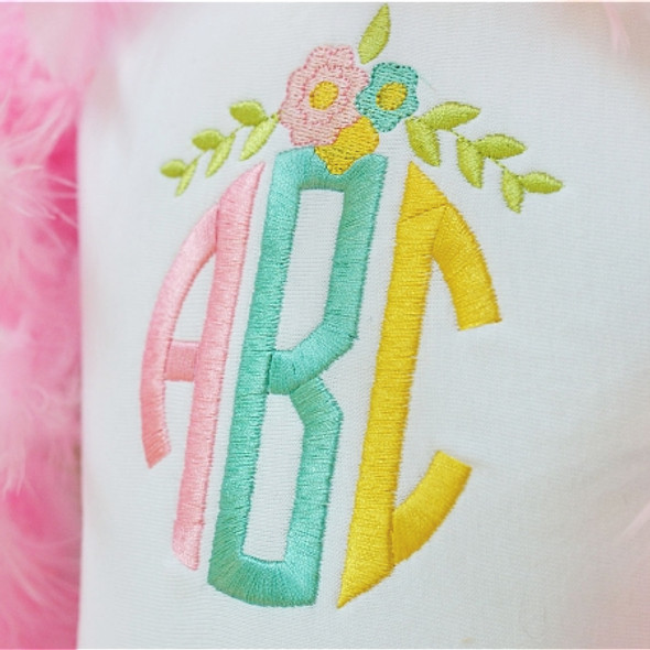 Circle Monogram Embroidery Font Design Alphabet