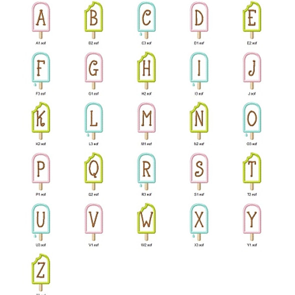 Tiny Popsicle Alphabet  Embroidery Design Font