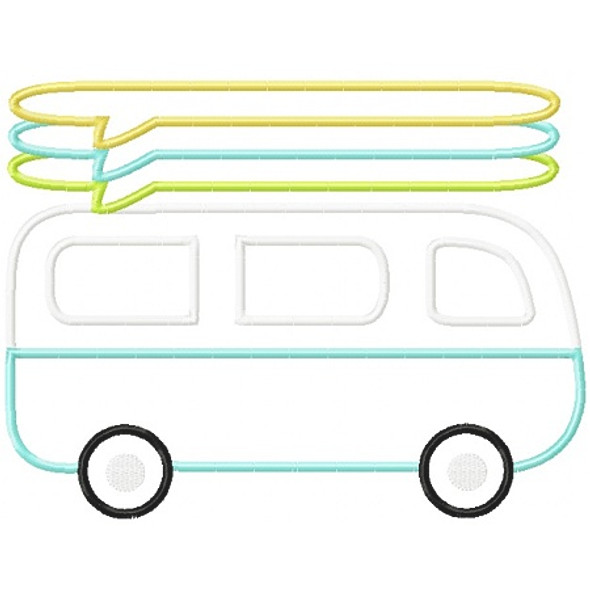 Surf Van Applique Machine Embroidery Design