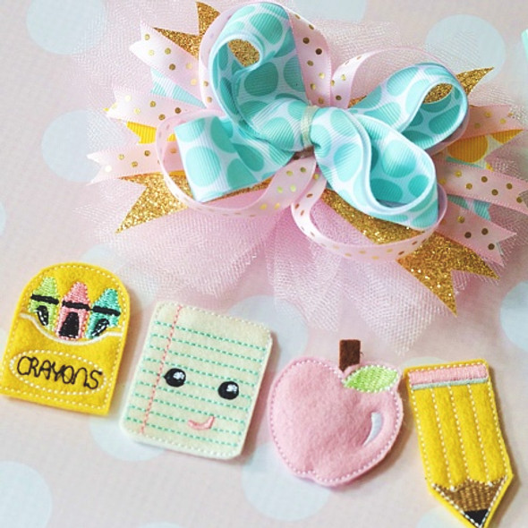 Back to School Hair Felties Machine Embroidery Design For Instant Download