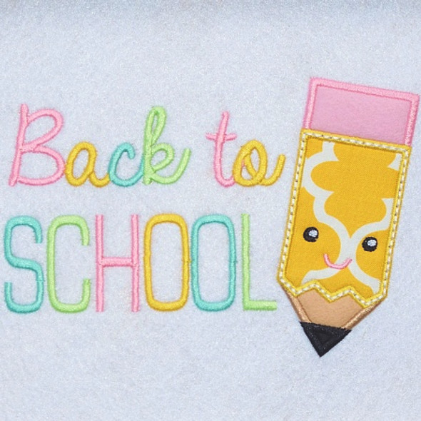 Back to School Pencil Applique Machine Embroidery Design