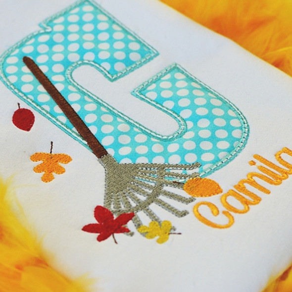 Rake n Leaves Alphabet Embroidery Design Font