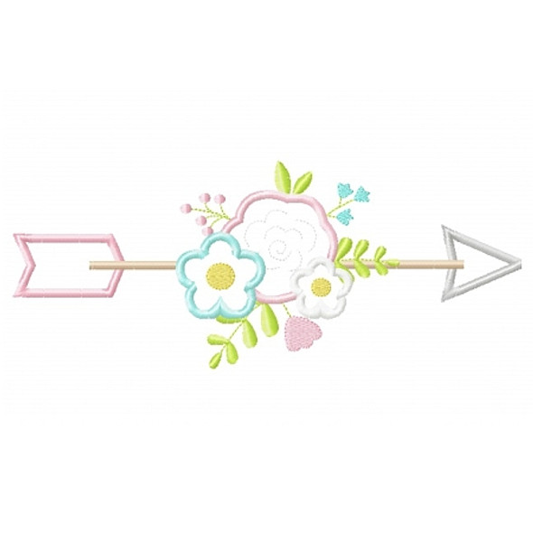 Floral Arrow Applique Machine Embroidery Design