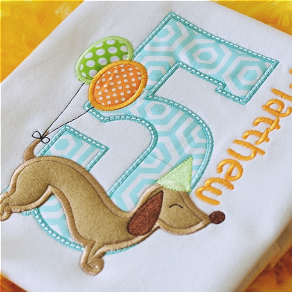 Birthday Dog Numbers Embroidery Design Font